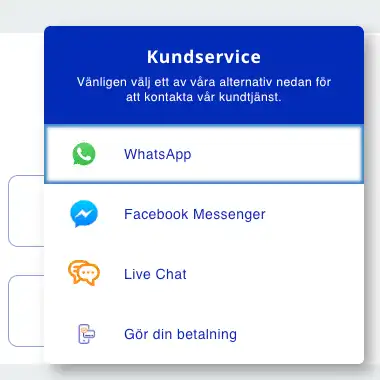 En skärmdump från Ferratums hjälpcenter som visar att det finns flera olika kontaktalternativ för Ferratum kredit.